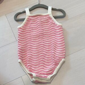 Janie and Jack Pink and Cream Striped Knit One-Piece new without tags